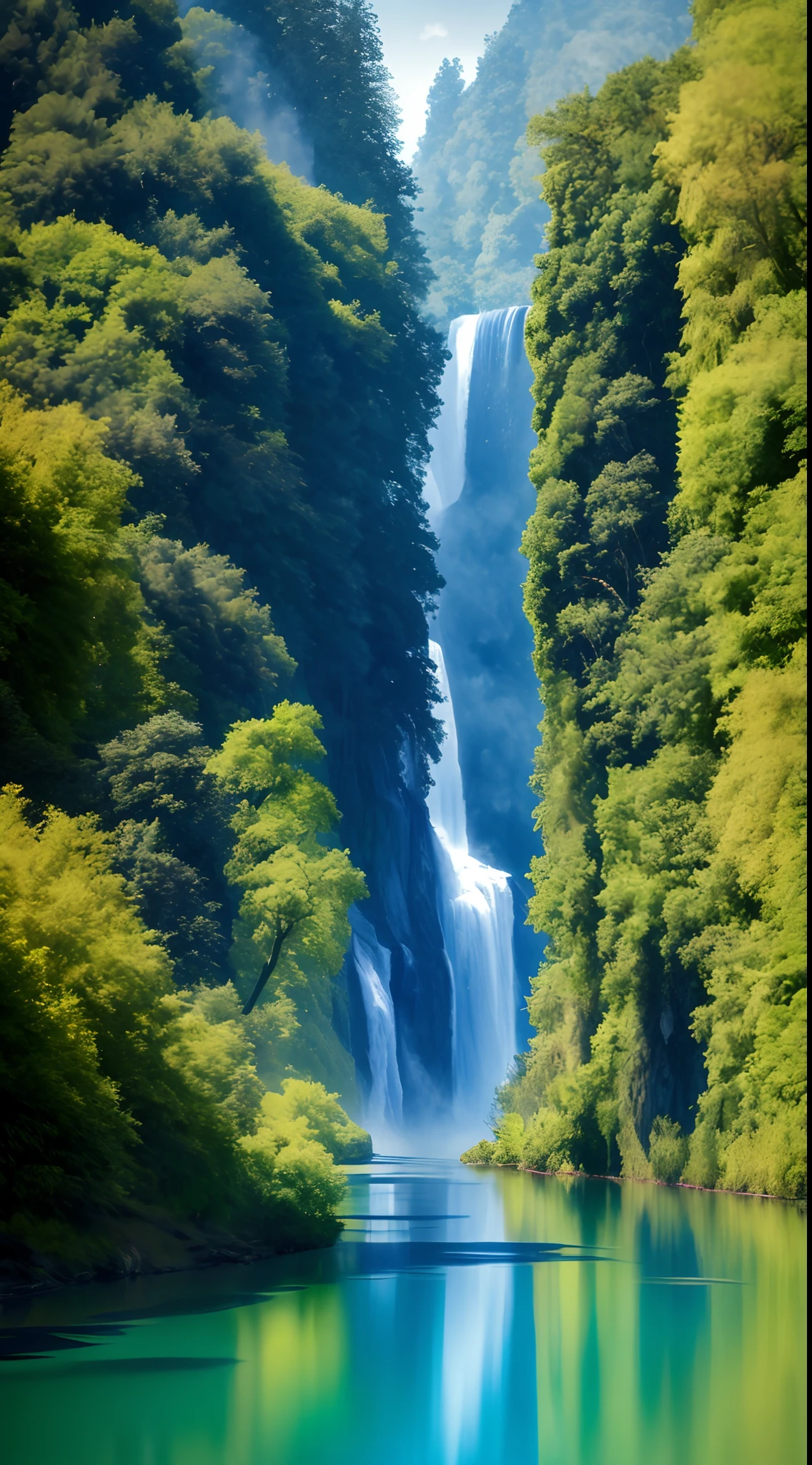 森の真ん中に滝があります - SeaArt AI 森の真ん中に滝があります - SeaArt AI