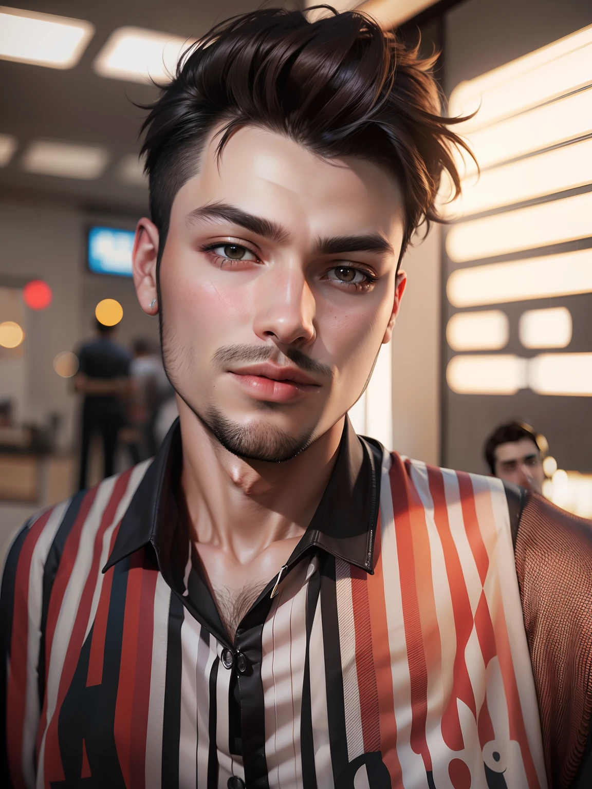 Change background cyberpunk handsome boy, realistic face