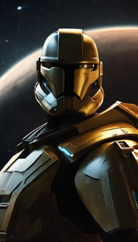 Create a text promptly I want to fight a fierce battle on the ring of Halo to Spartans and clones of Star Wars against the Alliance of Halo and the droids of Star Wars in 8K Unreal Engine 5