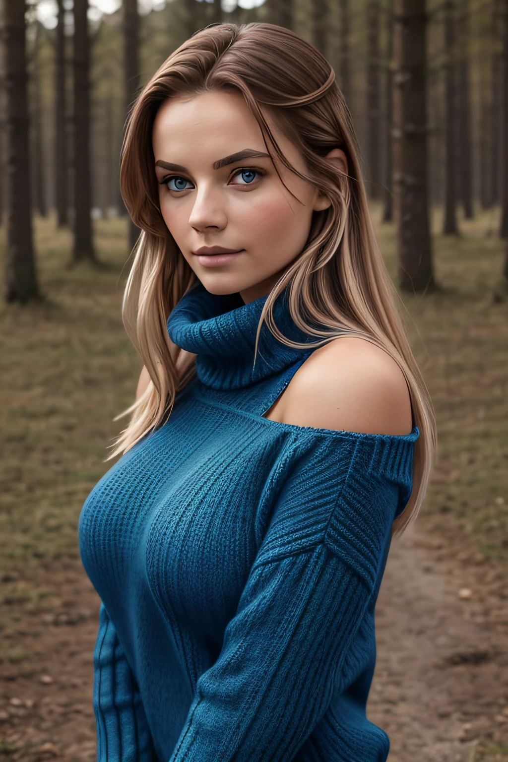 gorgeous woman, 23 years, long brown hair and blue eyes, big , red sweater, Shoulder and neck are visible, do sport, Full body shot 8 K, beautiful female model, attractive beautiful face, photorealestic, freckles face, Cinematically beautiful natural skin, beautiful model girl, looks directly into the camera, RAW photography very realistic