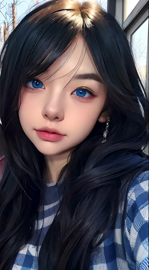 Anime girl with long hair and blue eyes in winter scene, Guviz-style artwork, Guviz, a beautiful anime portrait, Stunning anime face portrait, style of anime4 K, Detailed digital anime art, detailed portrait of an anime girl, Guweiz on ArtStation Pixiv, Di...