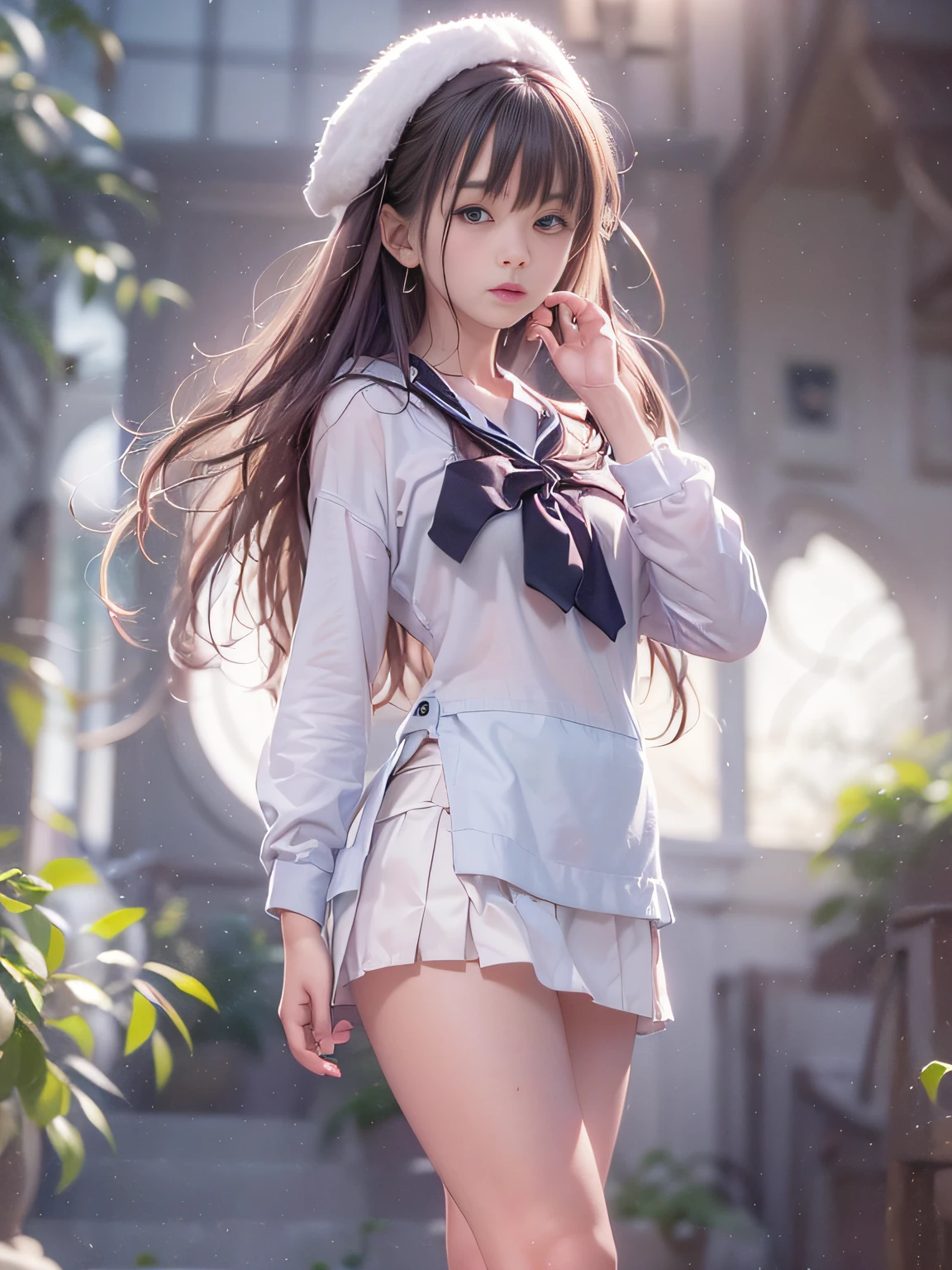 Highly detailed background，Realistic，Ultra-detail，super detailed skin，Detailed beautiful face and eyes，retinas,Anatomically correct, Textured skin, masutepiece, Super Detail, Best Quality, awardwinning, hight resolution,Junior high school students who remain young,ultimate beauty girl，a sailor suit、pleatedskirt、(Knee-length skirt:1.7),((skirt rift:1.6)),eye glasses,((small ,Thin leg)),girl with１a person,a 14 year old girl,solo,Wearing underwear,Smaller face,smooth hair，detailed hairs，Very fine hairs，realistic facial expression,(Face to feel:1.6),Enchanted,Nasty look,(o-face:1.4),Functional,milky skin,Soft lips,various poses shooting photos,Full body portrait,slim figure,delicated face,cute  face,a beautiful detailed girl,extremely detailed eye and face,beatiful detailed eyes, School building colors々Nice place, Raw photo,Expression in love,Shyness,Longing for love,Sex appeal in girls,Unique natural gestures of girls,Sexy gestures,(Masturbation touching the underwear of the chest or skirt over the clothes),Color makeup，Lowered eyebrows，Whitening effect，Raw photo，Gentle lighting，thin and thin eyebrows，eye bags，Ephemeral Girl，A look tinged with joy))，Very soft lighting，Eight-headed body，light glow，Film grain，According to II，Lens Flare，Sharpen，cinematic shadow