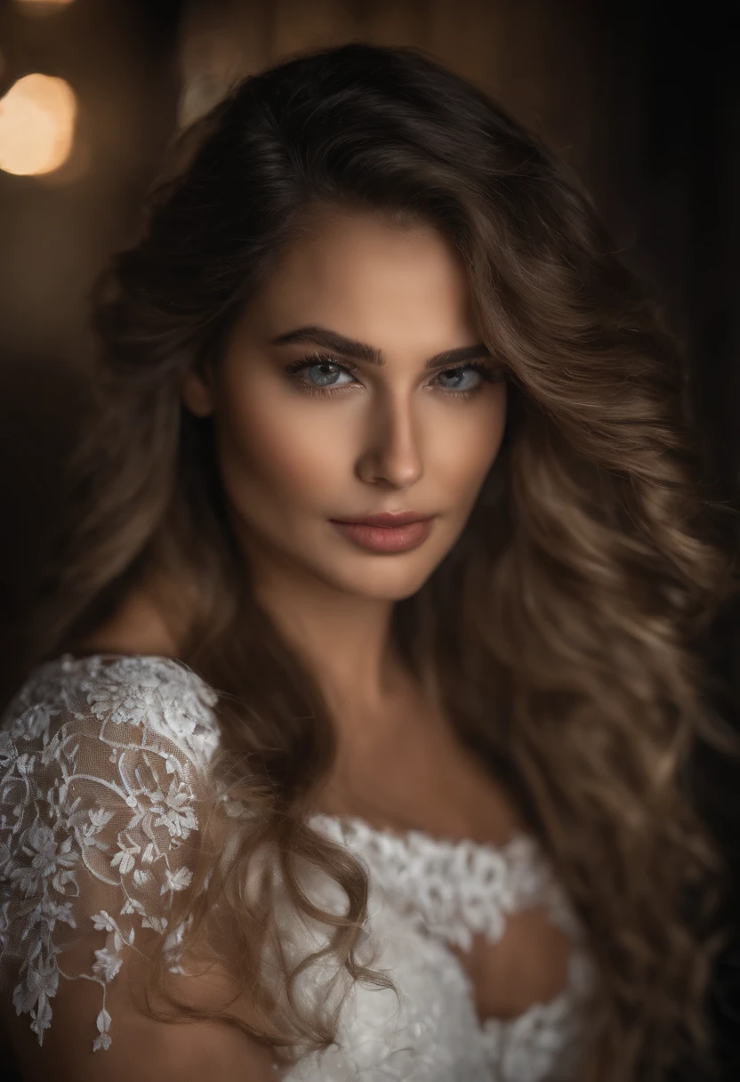 ..RAW, equivalent, Nikon Z 85mm,((The best quality)), ((masterpiece)), ((realist)),Away from the camera image, beautiful russian woman, rubio, 18yr old, posing in a club, wearing lingerie , Smile with teeth showing, ((medium breasts)), intricate details, Highly detailed, sharp focus, professional, 4k, God Rays, hand model, Stunning blue-green eyes, little guy,chin branch strong large dnot defined jaw huge cheekbones strong cheekbones cheekbones high cheekbones large eyes. Large facial projection Highres, detailed facial features, High detail, sharp focus, Suave, extremely detailed, Cinematographer_\(ultra\), fotorrealist, realist, Post-processing, Maximum details, roughness, real life, ultra realist, photorealism, 8K UHD, Semi-silhouette light, Slavic face, long blonde hair, beautiful hair, The real way, color photo,