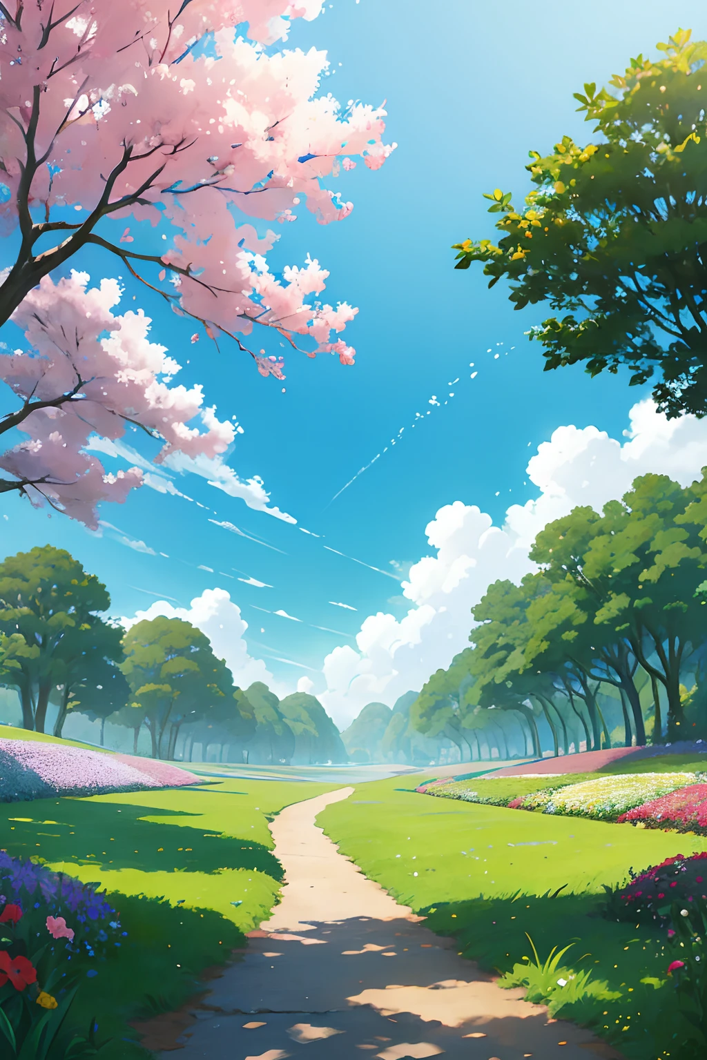 backgroud de campo de flores, アニメ,  Studio Ghibli style