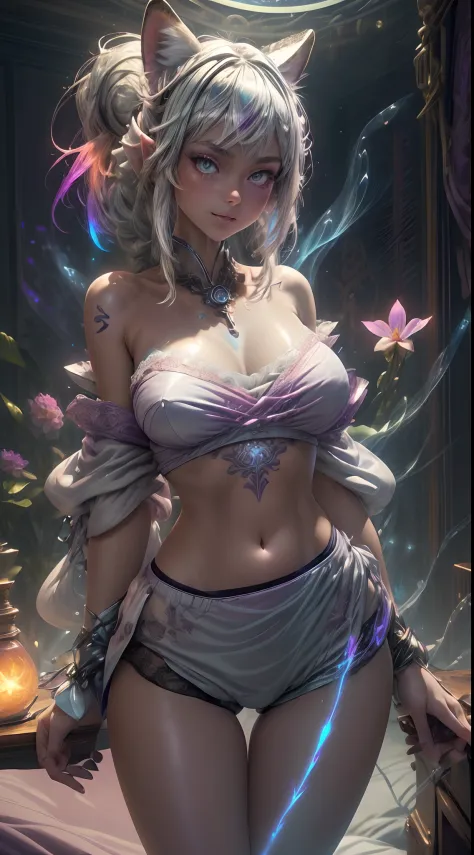 spiritual blue fire fluffy fox girl, (fluffy fox ears, fluffy fox tail), (spirit, spiritual:1.4), (blue fire:1.5), 1girl, perfect and well designed glowing shiny eyes, (beautiful detailed eyes:1.05), (big breasts:1.35), slim body, beautiful and delicate cu...