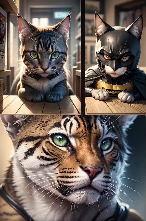 story about Batman and his feline friend, comic book style --auto --s2