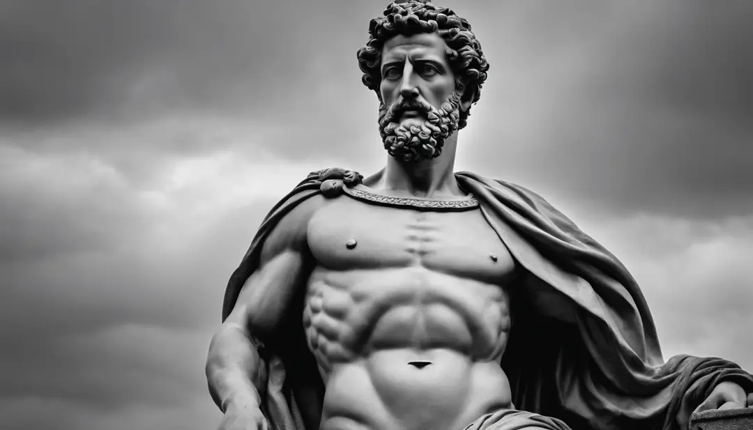 a full-length statue, forte,sem camisa, Marcus Aurelius muscular stoic ...