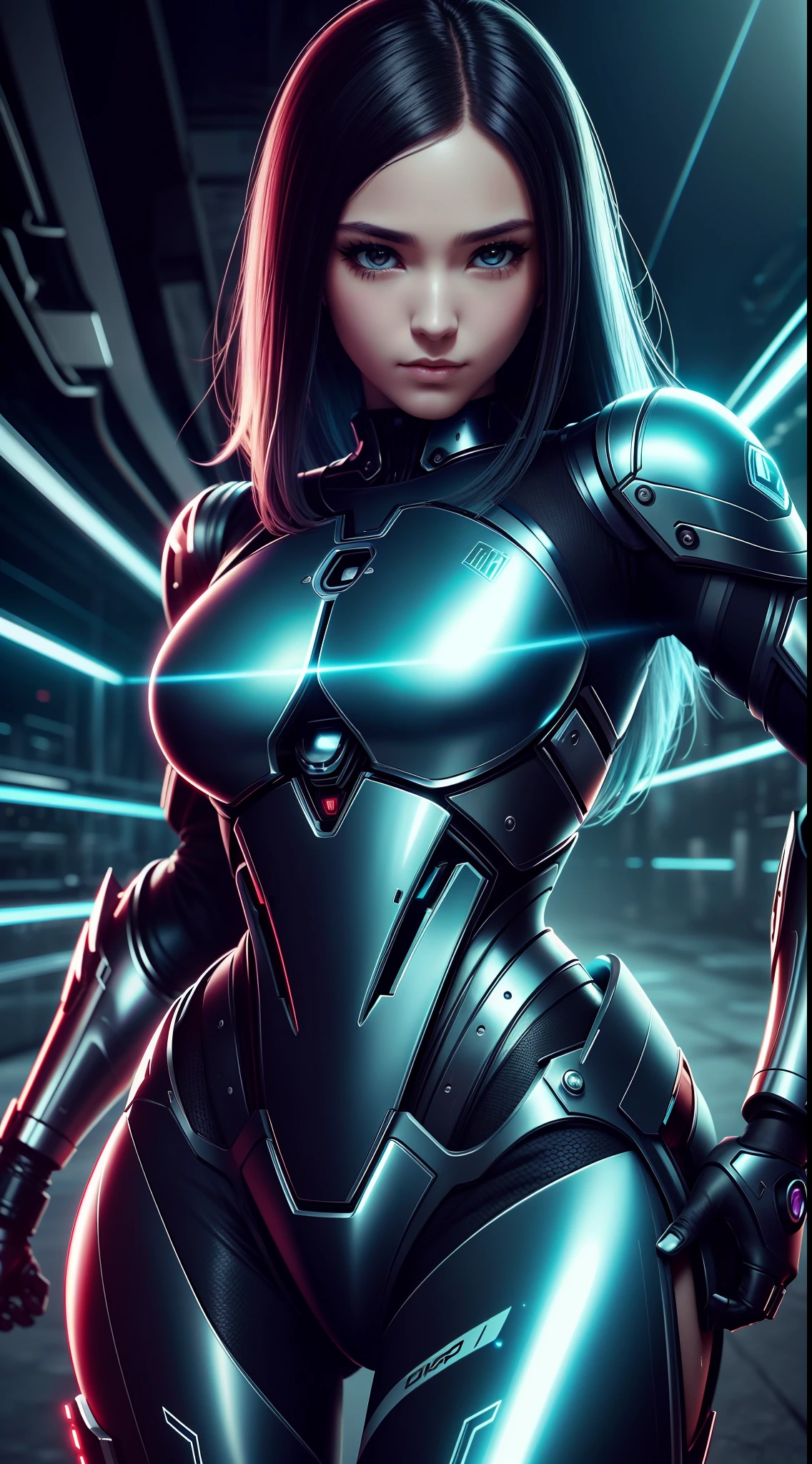 Bela foto de corpo inteiro de Reika como uma gatinha Nekomata, armadura cyberpunk, cabelo preto liso, orelhas de gato, science fiction, cidade cyberpunk ao fundo, Gantz, No Estilo de Cyberpunk 2077, Ultra realista foto face de uma mulher bonita, master part, best quality, CG, papel de parede, HDR, alta qualidade, high-definition, extremamente detalhado, {Rosto bonito e detalhado}, {belos olhos detalhados}, (luz detalhada){{detalhes intrincados}}, {Altas}, ((Rosto detalhado)), Rosto extremamente detalhado, beautiful face, {{ young  woman}}, olhos de joia, Neon light, Chiaroscuro, estilo anime, visual chave, detalhes intrincados, altamente detalhado, breath-taking, vibrante, cinematic adult film, 18+, NSFW