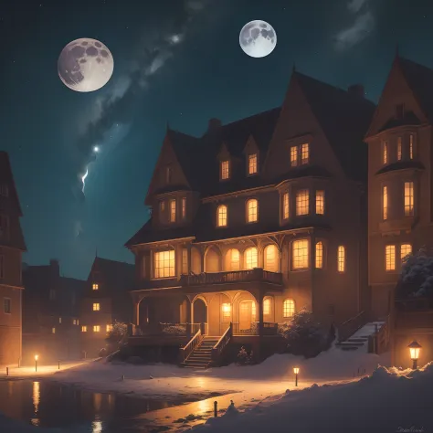 a moon　nighttime scene