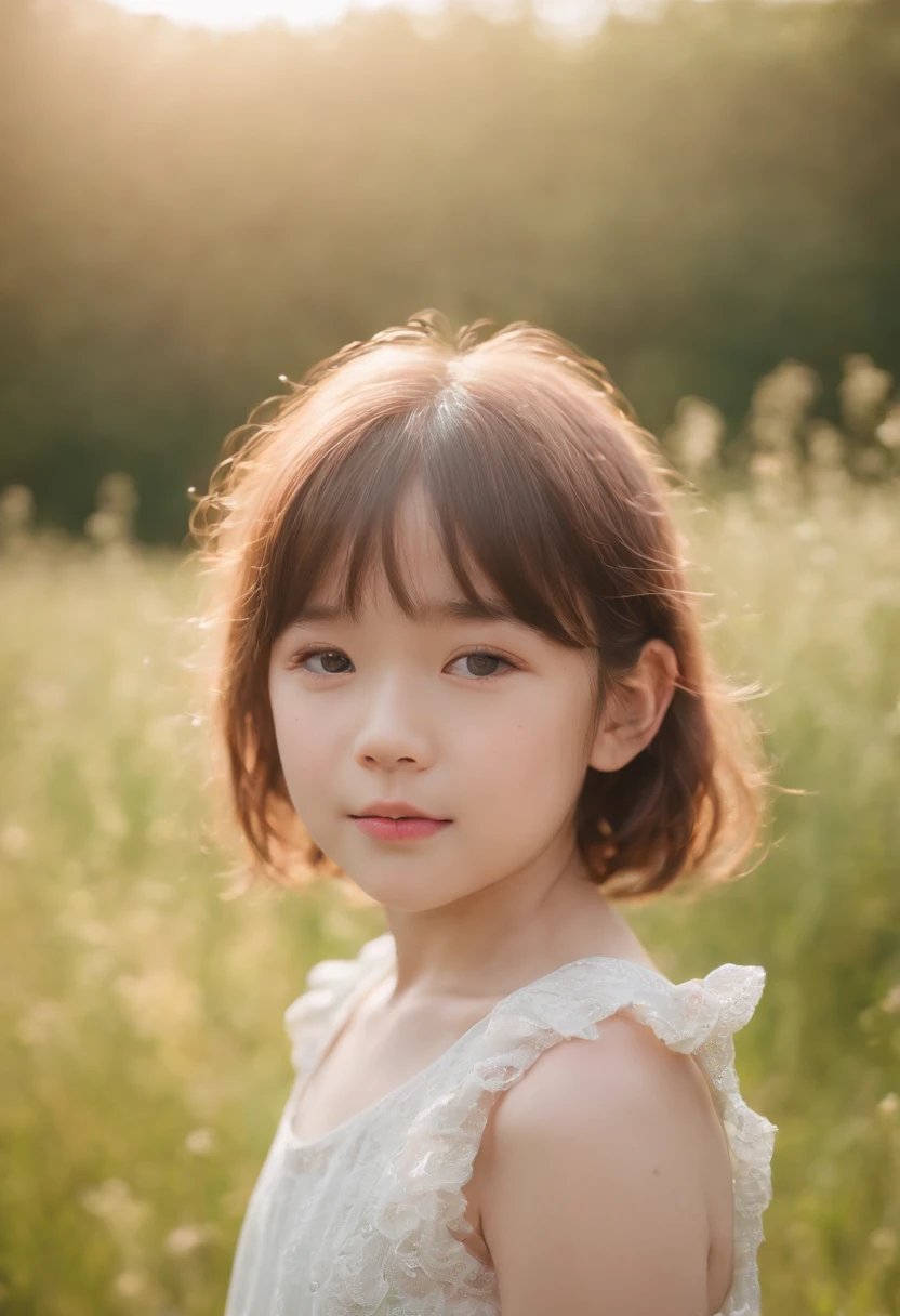 Child, neopop Meadows, in the style of kawaii aesthetic, helios 44-2 58mm f/2, asian-inspired, soft yet vibrant, (medium close-up)