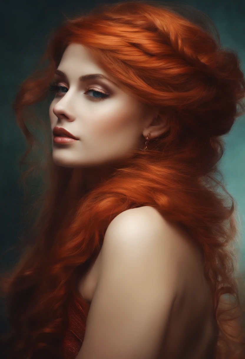 A close up of a woman with red hair and a red dress - SeaArt AI