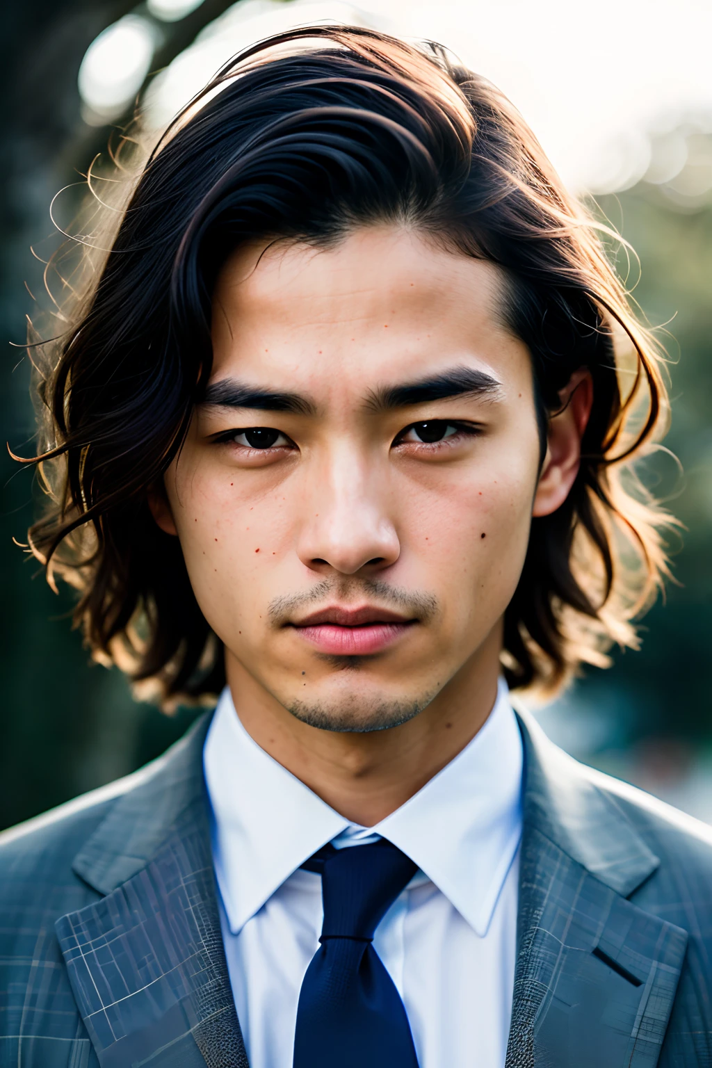 arafed-asian-man-with-long-hair-wearing-a-suit-and-tie-seaart-ai