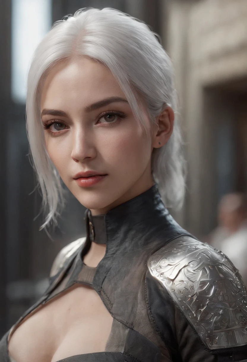 best qualtiy,high high quality,hyper-detailing,textureskin,detail,awardwinning，。.3D, A beautiful cyberpunk female image,battle garment，white haired Cangcang，hdr（HighDynamicRange）,Ray traching,NVIDIA RTX,Hyper-Resolution,Unreal 5,Subsurface scattering、PBR Texture、post-proces、Anisotropy Filtering、depth of fields、maximum definition and sharpness、Many-Layer Textures、Albedo e mapas Speculares、Surface coloring、Accurate simulation octane rendering of light-material interactions、Two-colored light、largeaperture、Low ISO、White balance、the rule of thirds、8K raw data、blackstockings