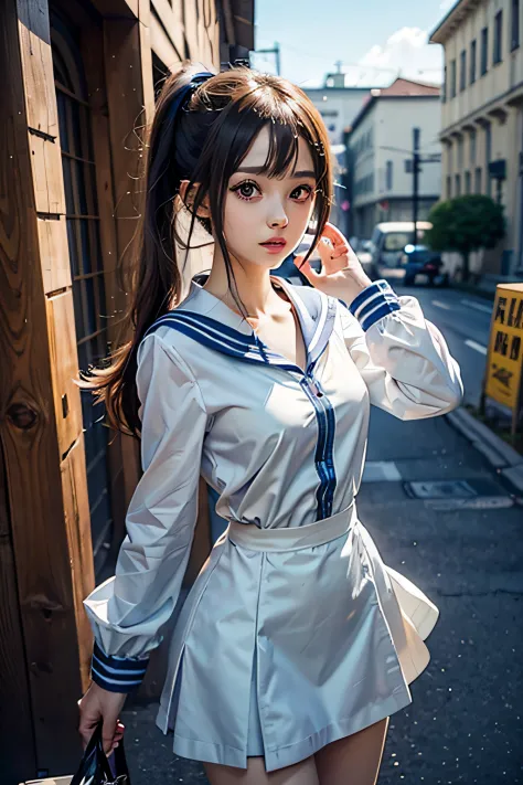 (digital painting:1,5),a woman in sailor clothes looking at the camera, anime girl named lucy, female anime characters, anime ch...