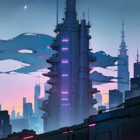 Night Starry Sky City Cyberpunk --auto