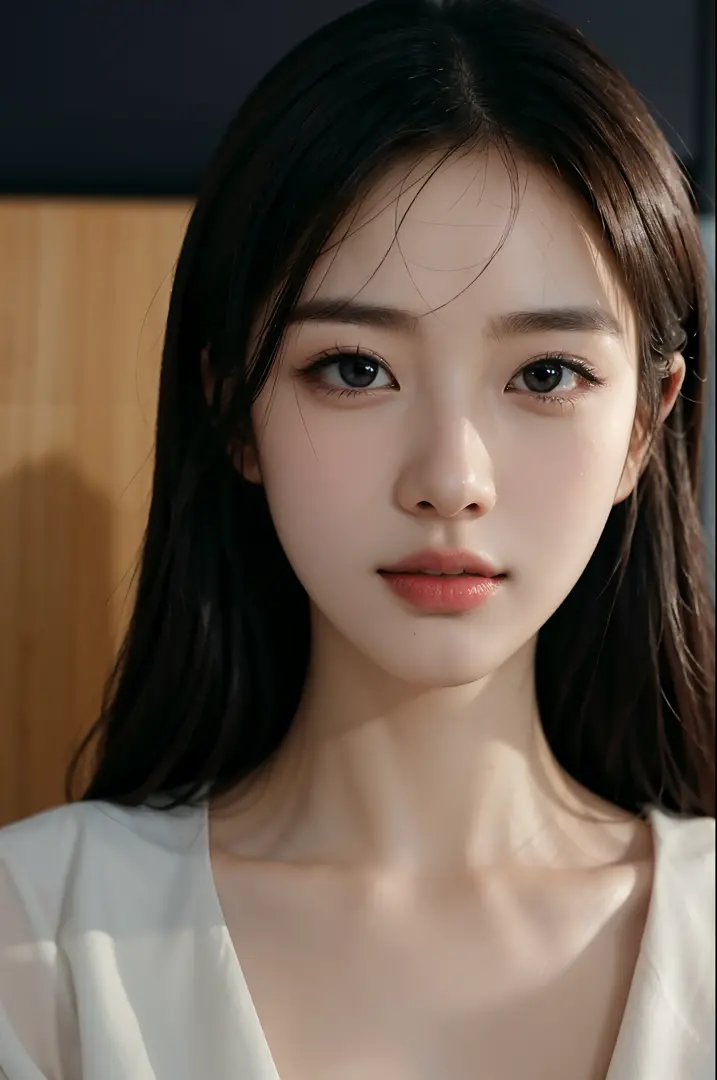 High-res, Realistic portrait of professional korean office lady with perfect skin，Professional suits，Women's suits，stand posture，The upper part of the body，Women in the workplace，Show confidence and maturity, Surrounded by a modern corporate environment, V...