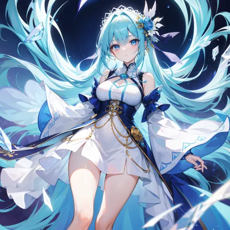 Beautiful and charismatic loli character，Her appearance is very eye-catching。She has long sky-blue silky hair，And a pair of big bright eyes，Her face is delicate，It gives a sense of calm and elegance。Additionally，Teresa also wore a white dress，The design of...