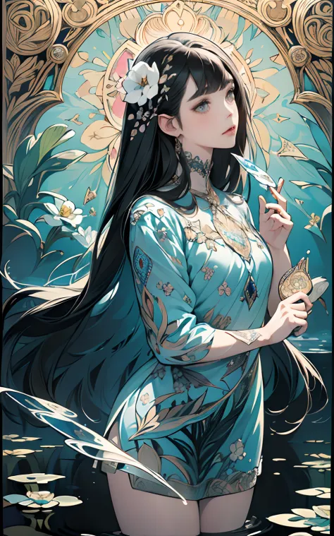 (masuter piece,best quality,ultra-detailed), (absurderes),(official art,beautifully aesthetic:1.2),1girll,(pop-art:1.2),(zentang...