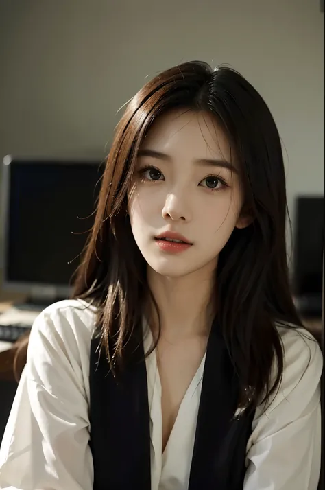 High-res, Realistic portrait of professional korean office lady with ...