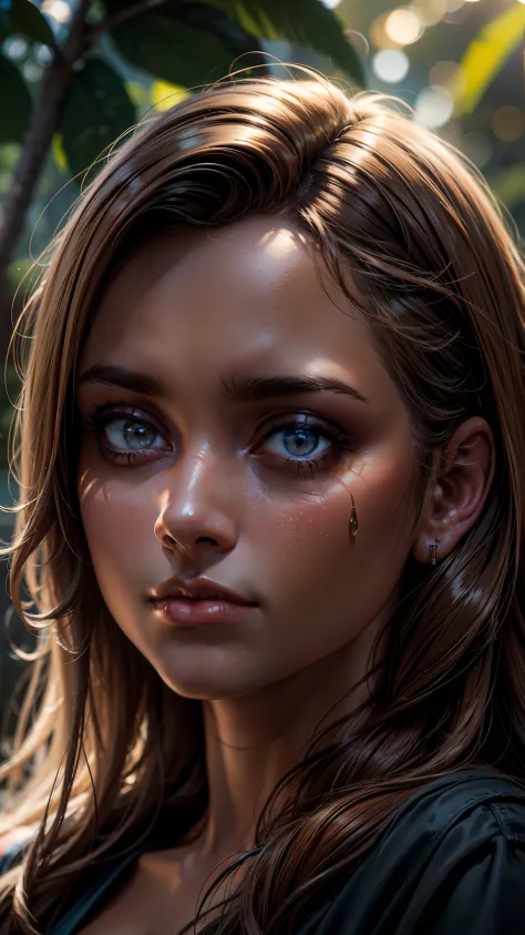 longing face tanned by the sun, volumetric lights and shadows, oil painting, professional, ultra-detailed, vivid colors, sharp f...