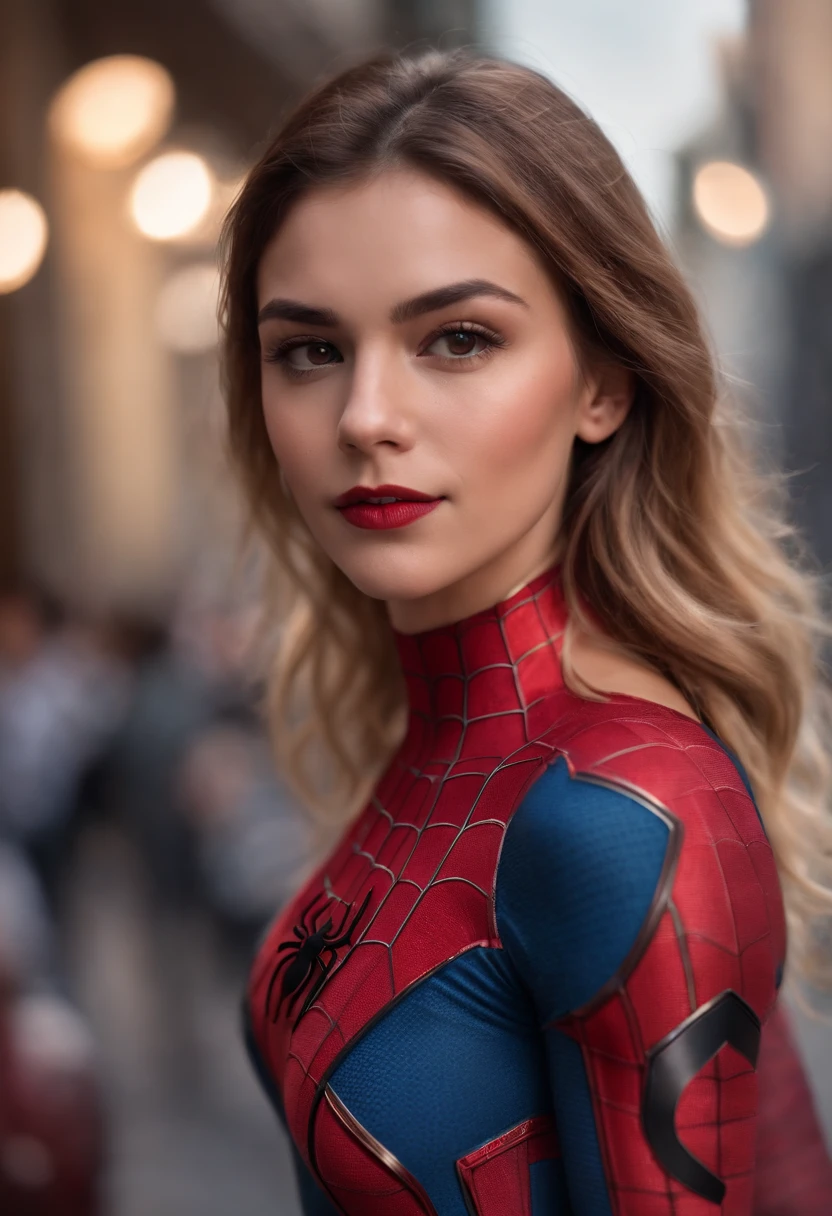 A woman in a spider - man suit poses for a photo - SeaArt AI