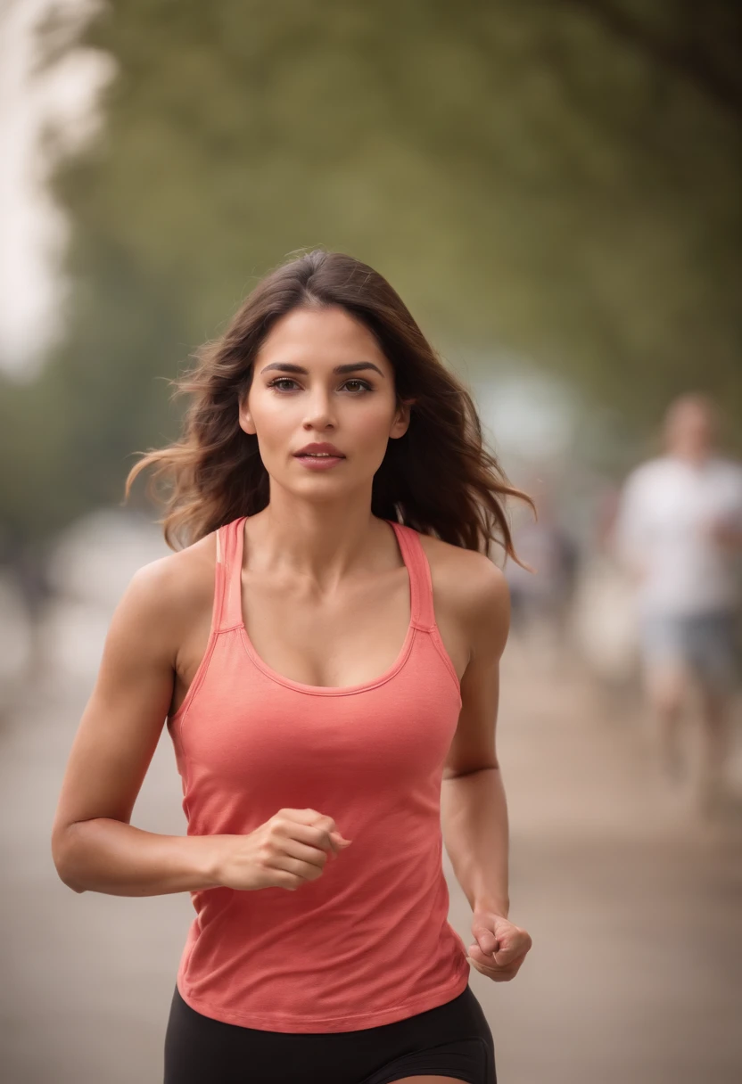 Woman running in a park with a blurry background - SeaArt AI