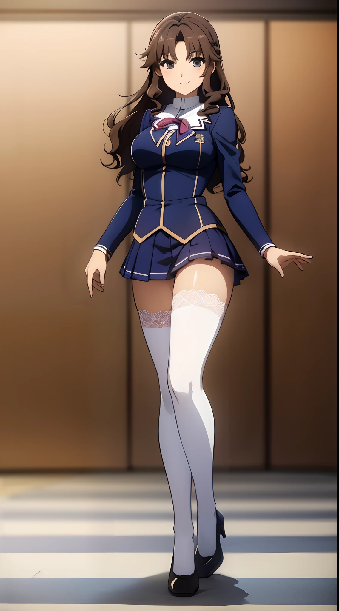 Anime character of a woman in a short skirt and tight stockings - SeaArt AI