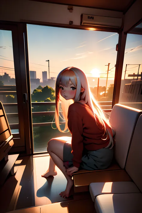 Anime girl sitting on train looking out window, Beautiful Anime Portrait, lofi portrait at a window, Beautiful anime girl, lofi ...