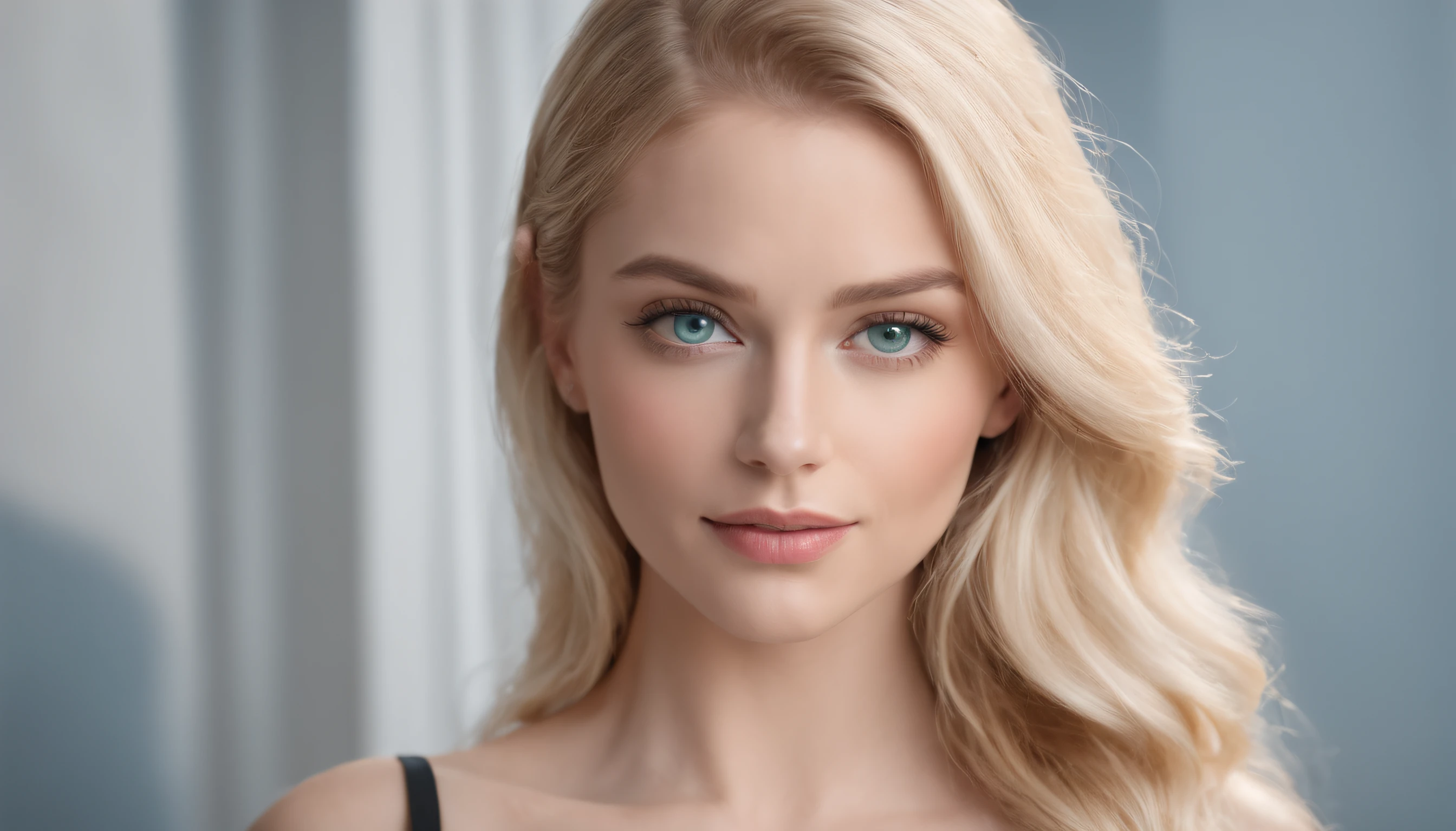 A woman with blonde hair and blue eyes posing for a picture - SeaArt AI