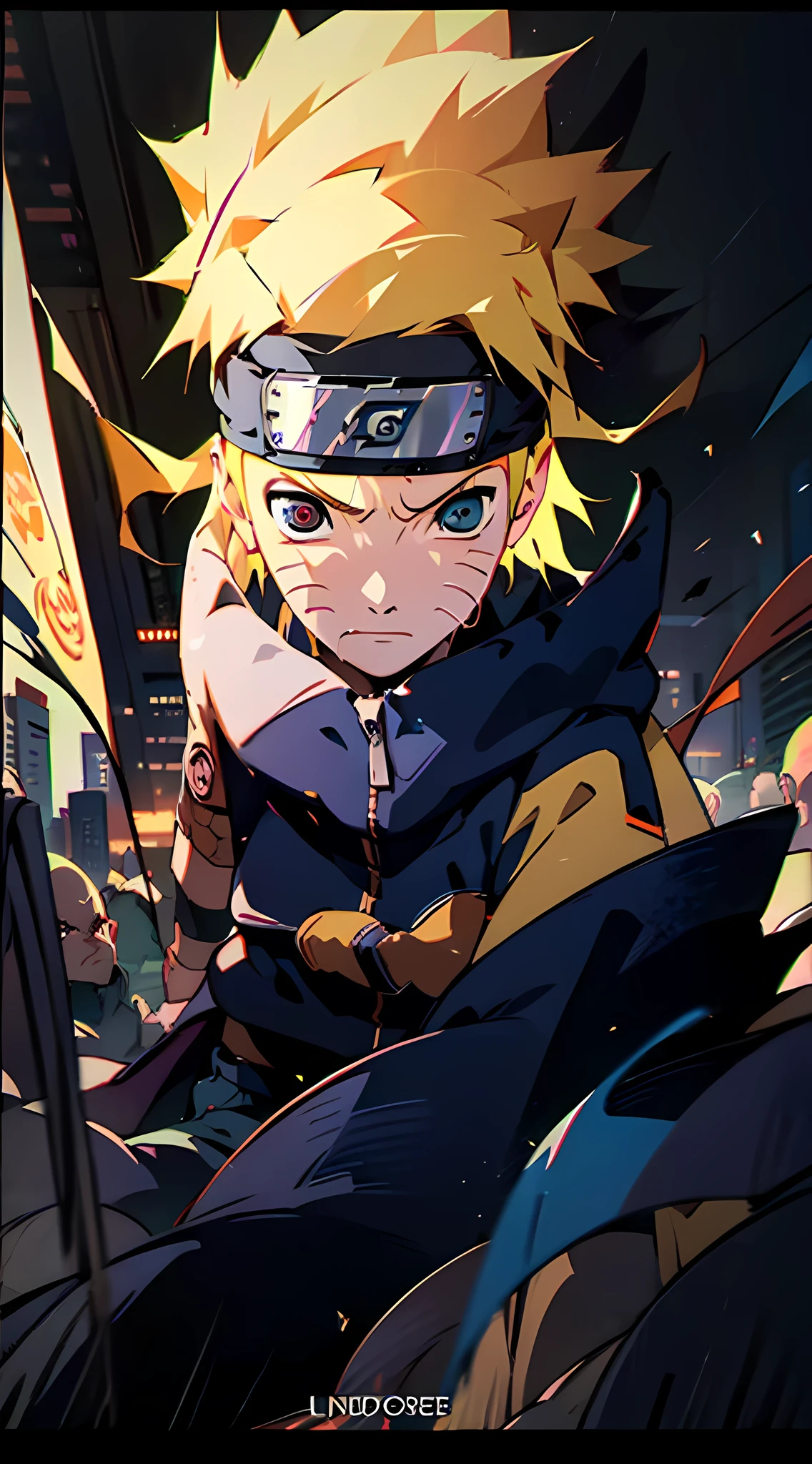 Naruto Uzumaki and Sasuke Uchiha, 流行の服を着る, 向かい合って立つ, 鮮やかなアートスタイルで. 舞台はネオンライトが周囲を照らす近代的で未来的な都市景観である。. ナルトもサスケも表情が激しい, 彼らの決意と競争心を反映している. ナルトのトレードマークである尖った金髪とヘッドバンドが目立つ, サスケの黒い髪と写輪眼は神秘的な雰囲気を醸し出している. 彼らの衣装は伝統的な要素と現代的な要素がミックスされてデザインされている, それぞれの個性を披露する. 色彩は鮮やかでダイナミック, 壮大な戦いのエネルギーと興奮を捉えた大胆な配色. 照明は2人のキャラクターに焦点を当てている, 劇的な影を落とし、その力強い存在感を強調する. シーンは非常に詳細です, 衣服には複雑な線や模様が施されている, 画像の全体的な品質を向上させる. アートスタイルは日本の漫画やアニメの影響を受けています, ユニークで認識しやすい美学を与える. 最終的な画像は最高品質です, シャープなフォーカスとリアルなレンダリング, ナルトとサスケの象徴的な対決の真髄を捉えた傑作を創り出す.