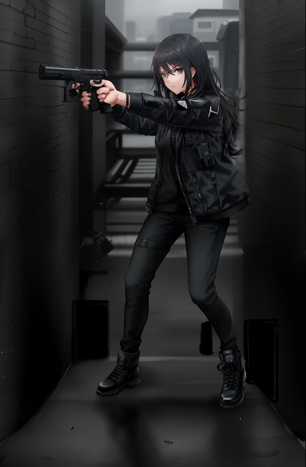 Premium Photo | Woman gun and assassin in studio portrait for costume  action or cyberpunk clothes girl pistol and leather fashion for crime  gangster and futuristic spy with danger or future aesthetic