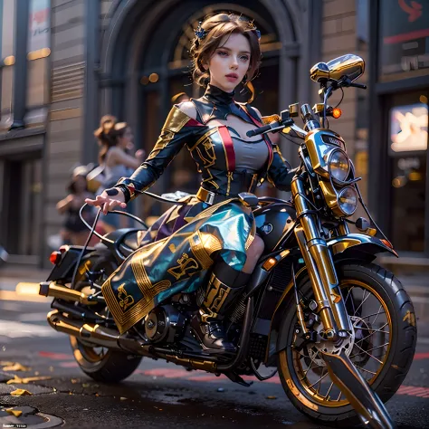 masterpiece epic girl sunlight heroe marvel "black widow" harley_davidson beholder ultra_realist saturate meticulously intricate...