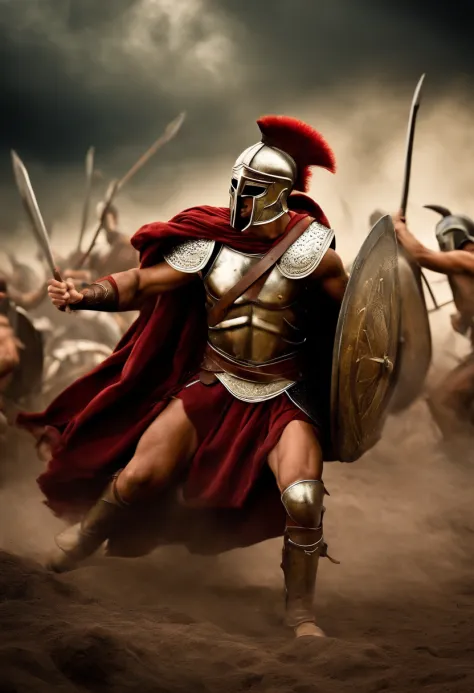 spartan fighting in a war killing other warriors