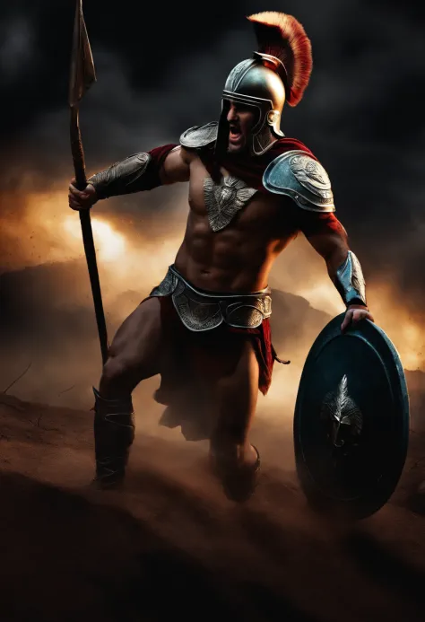 spartans celebrating victory in dark background