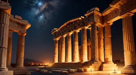ancient greek buildings open environment from the time of ancient Greece at night!