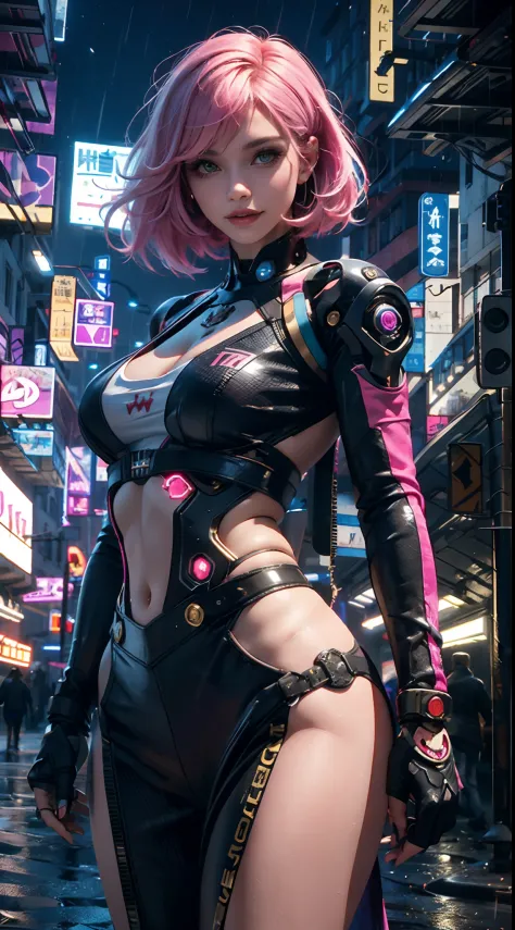 masterpiece, maximum quality, ultra high resolution, 8k, a girl,beauty,21years old,fair skin, extremely beautiful,strong gaze, alone,bust portrait,cyberpunk outfit, extremely detailed face, detailed eyes, mischievous smile, cheerful, realistic photo, total...