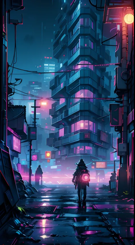 cyberpunk city, neon, fog, intricate, buildings, purple, red, cool, crazy,badass, epic,cinematic, dramatic light,detailed,style,...
