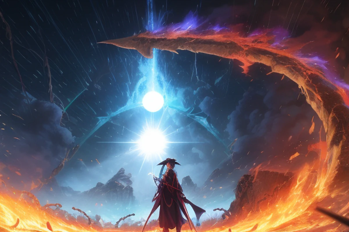 Photo of an anime scene of a demonic sorceress conjuring fire, various burning chains around her, corpo sedutor, corpo alto, corpo maduro, BREAK aura ardente, bolas de fogo, centelha laranja e amarela deslumbrante ao redor, Little phoenix flying in the background, lava on the ground, magma, corpo sexy BREAK, detalhado, realista, 4k arte digital altamente detalhada, octano render, bioluminescente, BREAK 8K resolution concept art, realismo, by Mappa Studios, obra-prima, melhor qualidade, arte oficial, illustration, ligne claire, (cool_color), Perfectcomposition, absurdres, fantasia, focado, rule of thirds, (((rosto perfeito detalhado))) --auto