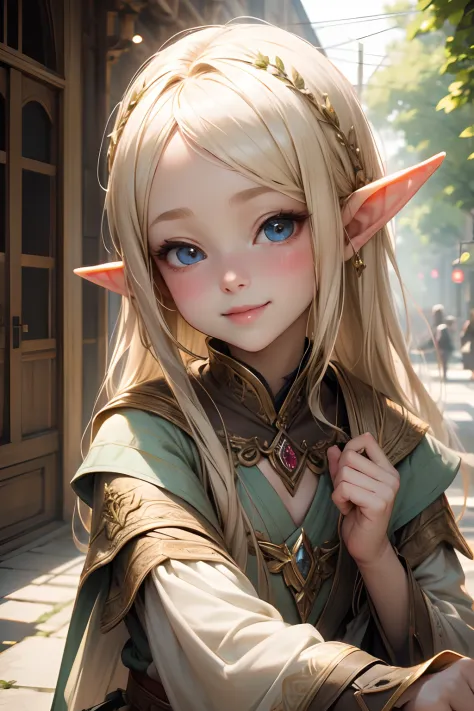 Very young elf girl.、Beautuful Women、smil、blond hair、
