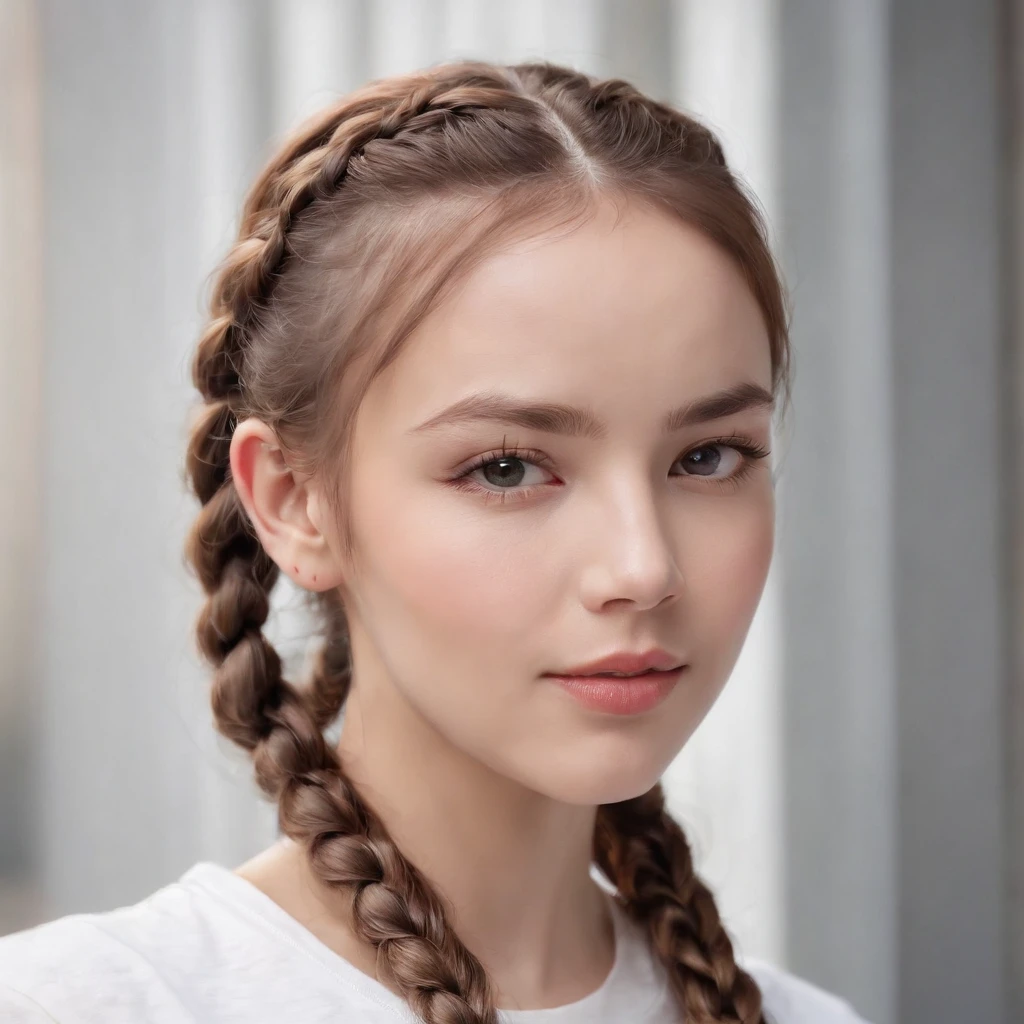 A woman with a braid in her hair looks at the camera - SeaArt AI