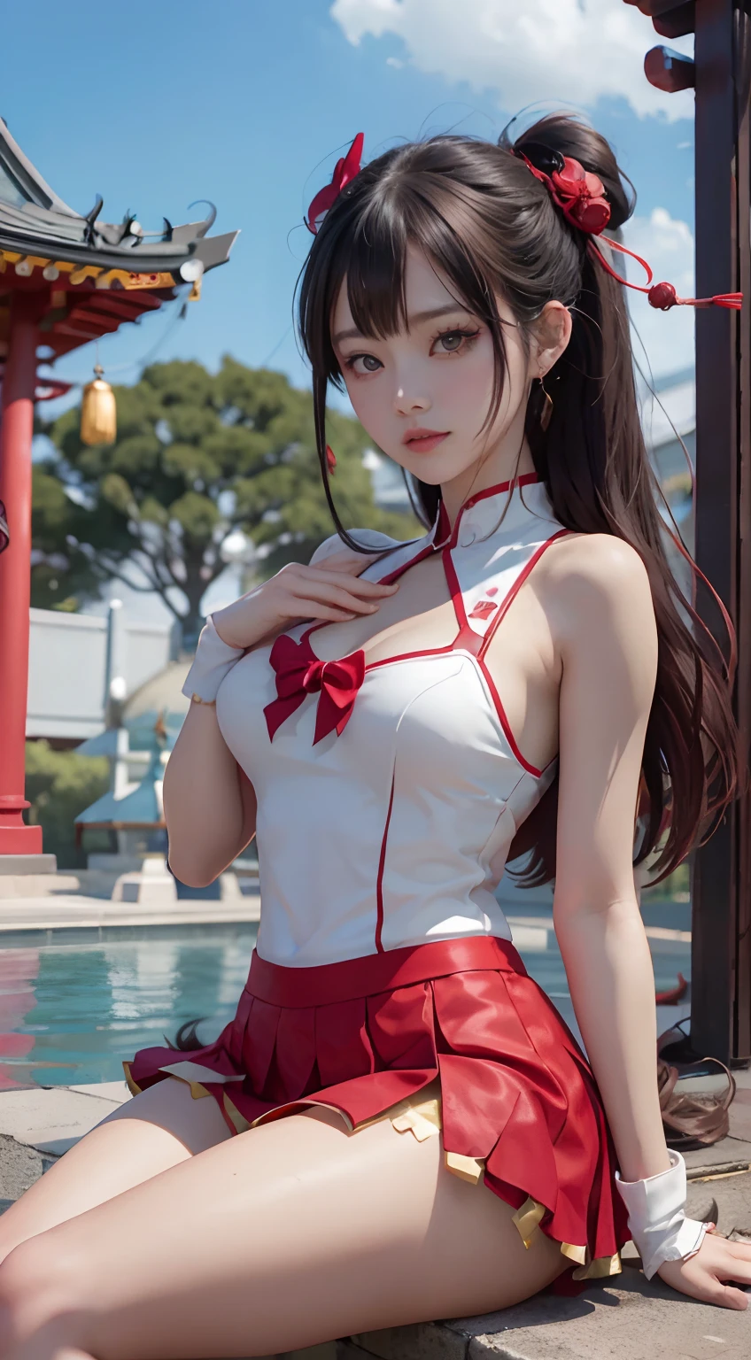 赤いセーラー服を着た美しい女性、悪魔祓いの魅力、中国寺院でのウルトライッティング、完全に開いた脚、ドラゴンが巻き付く、白いパンティーが見えています、美しい太もも、美しいキャメルトゥ、アニメの女の子のコスプレ、コスプレ写真、アニメコスプレ、セーラームーンスタイル、現実的なスタイル、シネママシンシューター、8K RAW、映画の照明効果、魅惑的なアニメの女の子、美しく魅惑的なアニメの女性、アニメの女神