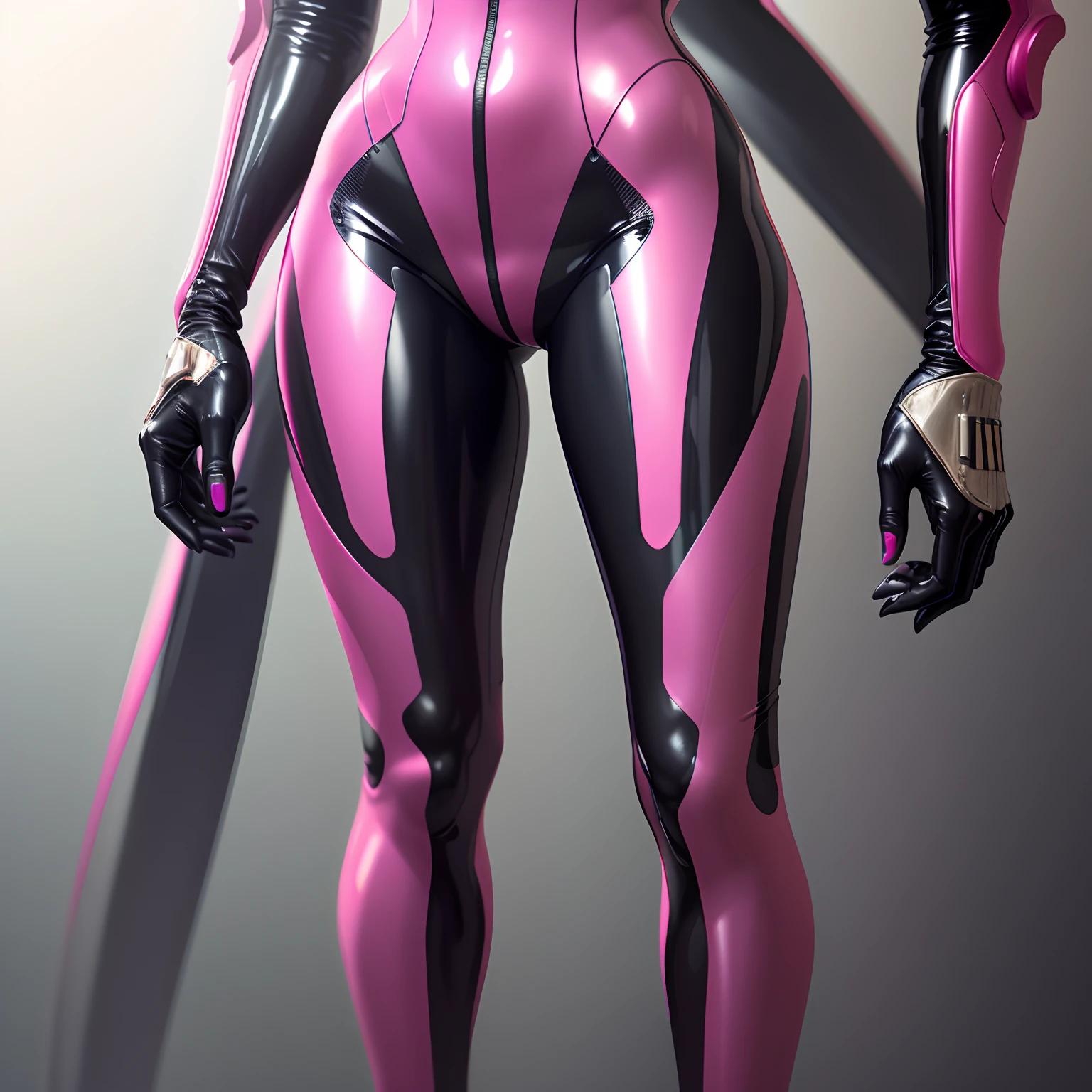 A close up of a woman in a pink and black suit - SeaArt AI