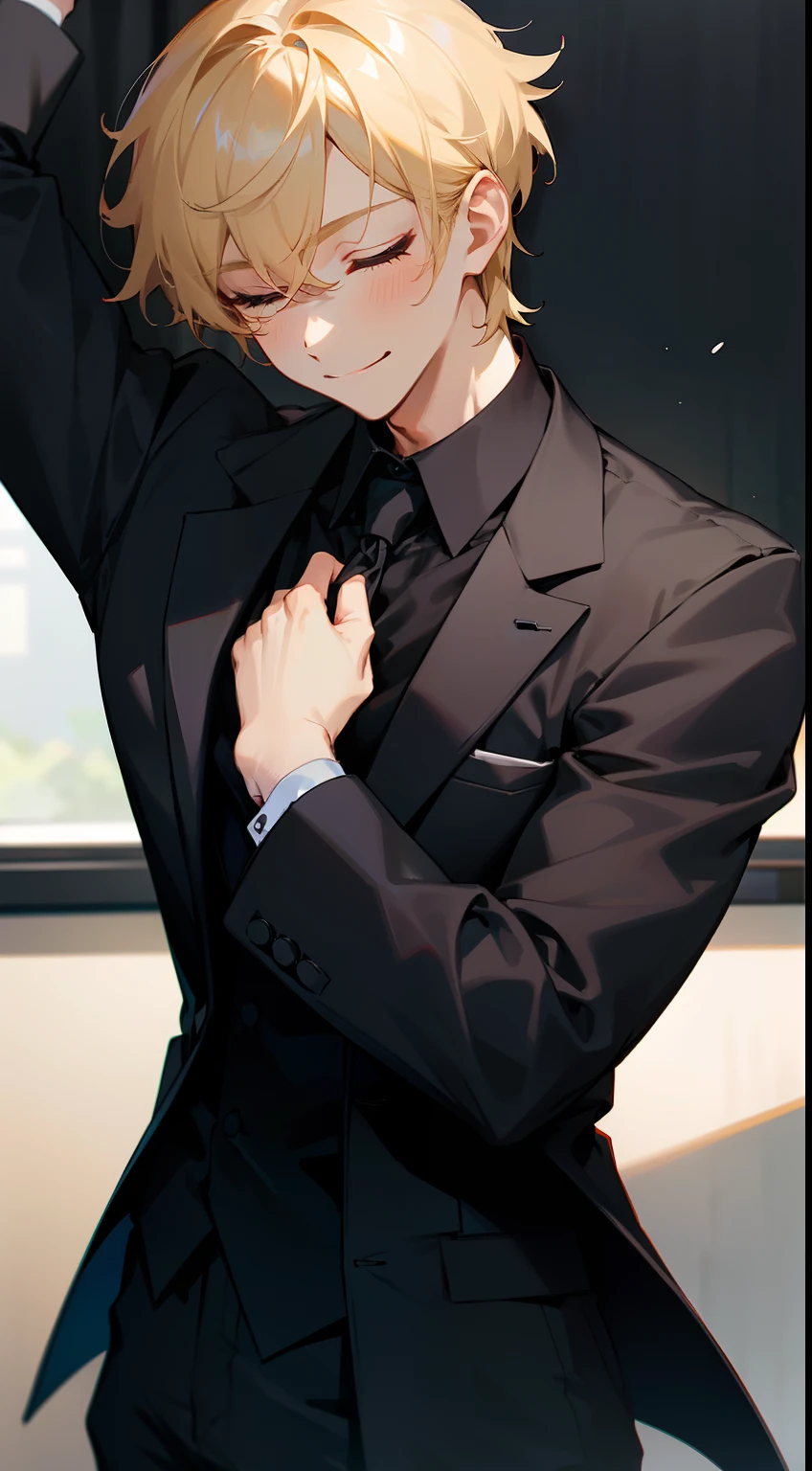 Anime guy in a suit and tie posing for a picture - SeaArt AI