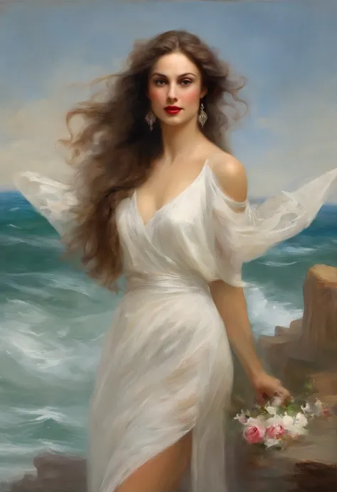 melina kanakaredes depicted as the birth of venus in a painting - SeaArt Al  - Free Al Art Generator