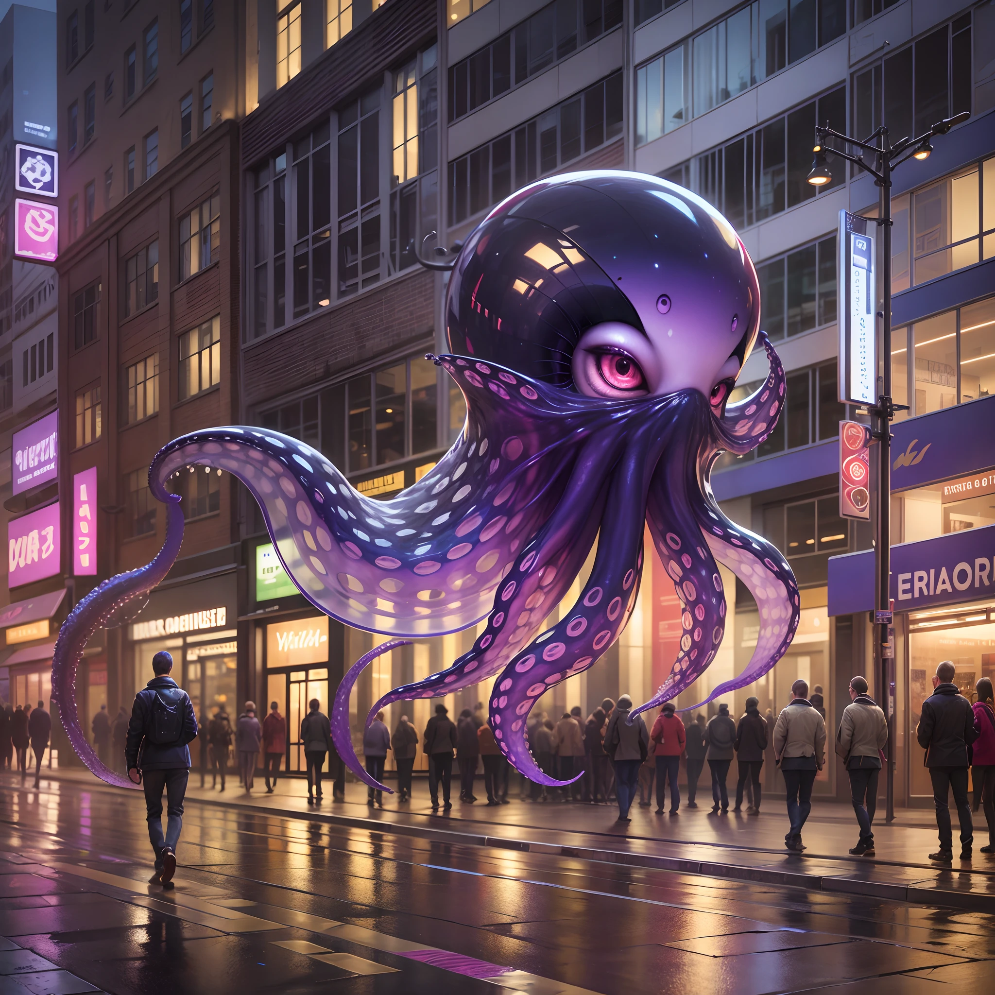 Masterpiece, Best quality, [(A purple translucent octopus)+(((Vitreous ...