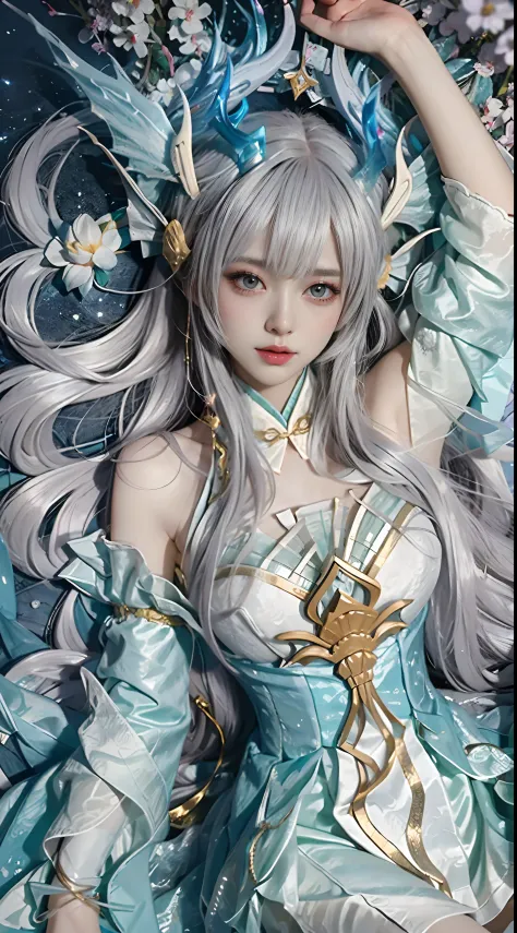 Beautiful celestial mage，Amazing young ethereal characters，shaxi，A flowing magic robe，White Hanfu，xianxia fantasy，Beauty Delfin，...