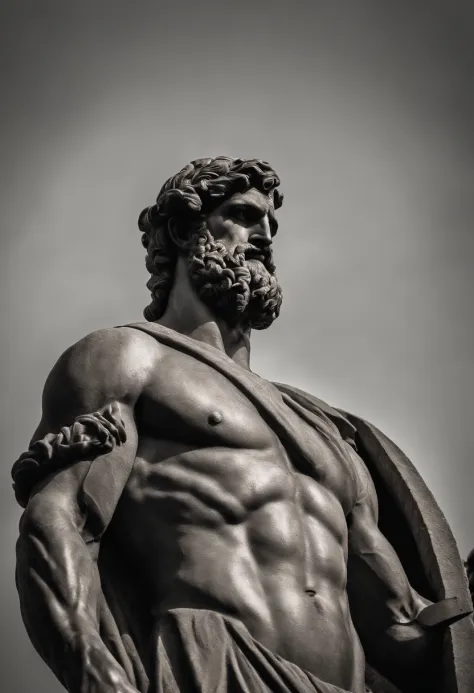 Greek stoic statue of the style of Hercules, fundo preto - SeaArt AI