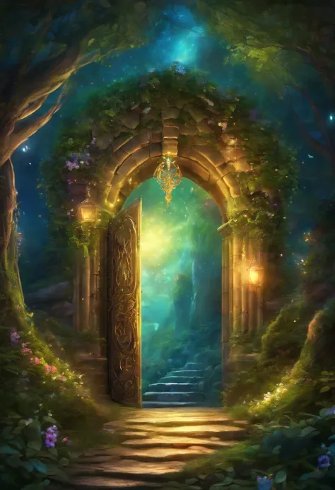 (a beautiful, enchanted door with a heart-shaped design, surrounded by glowing magical aura, opening into a fantastical realm full of wonder, mystery, and enchantment)(best quality,ultra-detailed,realistic:1.37),(vivid colors,bokeh,soft lighting:1.1),(conc...