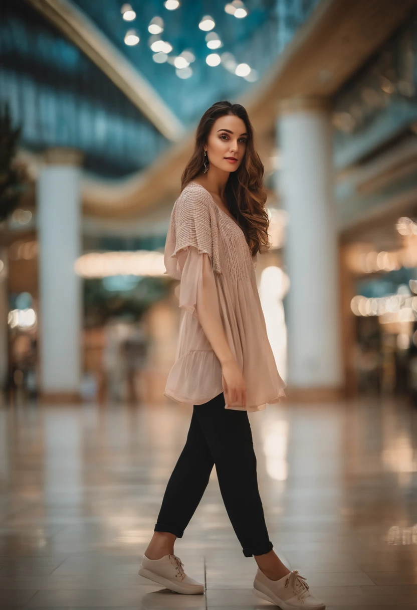 Woman Poses in Shopping Mall Against Lights Background Stock Image - Image  of mall, luxury: 200039797