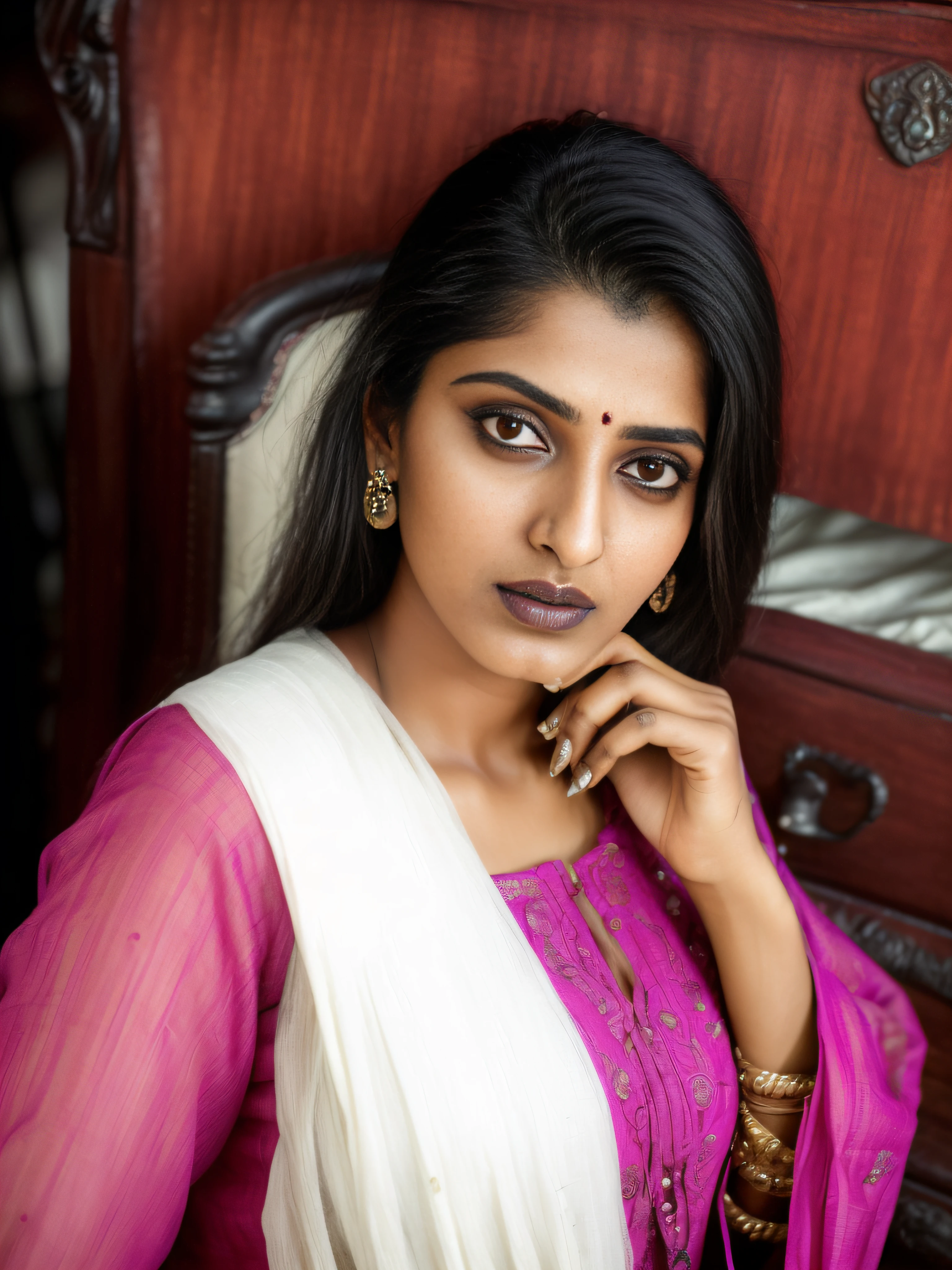 (editorial photograph of a indian female model sridevi,  20 y.o. female), (wearing worn out clothes,  detailed:1.3), (highly detailed face:1.4), (background inside dark, moody, private study, old furniture:1.3), (8k, uhd, dslr, high quality, cinematic lighting, bokeh), (dramatic, award winning photography, incredible masterpiece:1.3) (strong depth of field), big breast